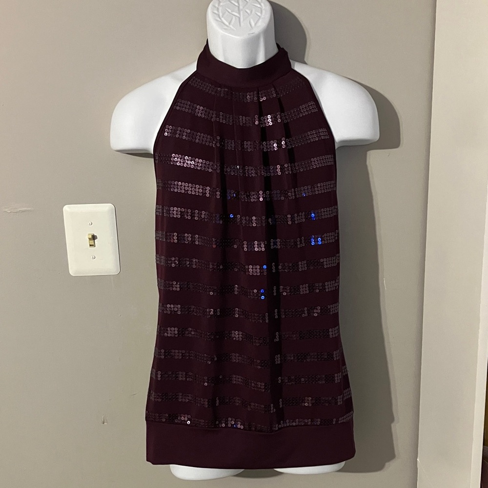 Rue 21 Burgundy Sequin Halter Top size XL